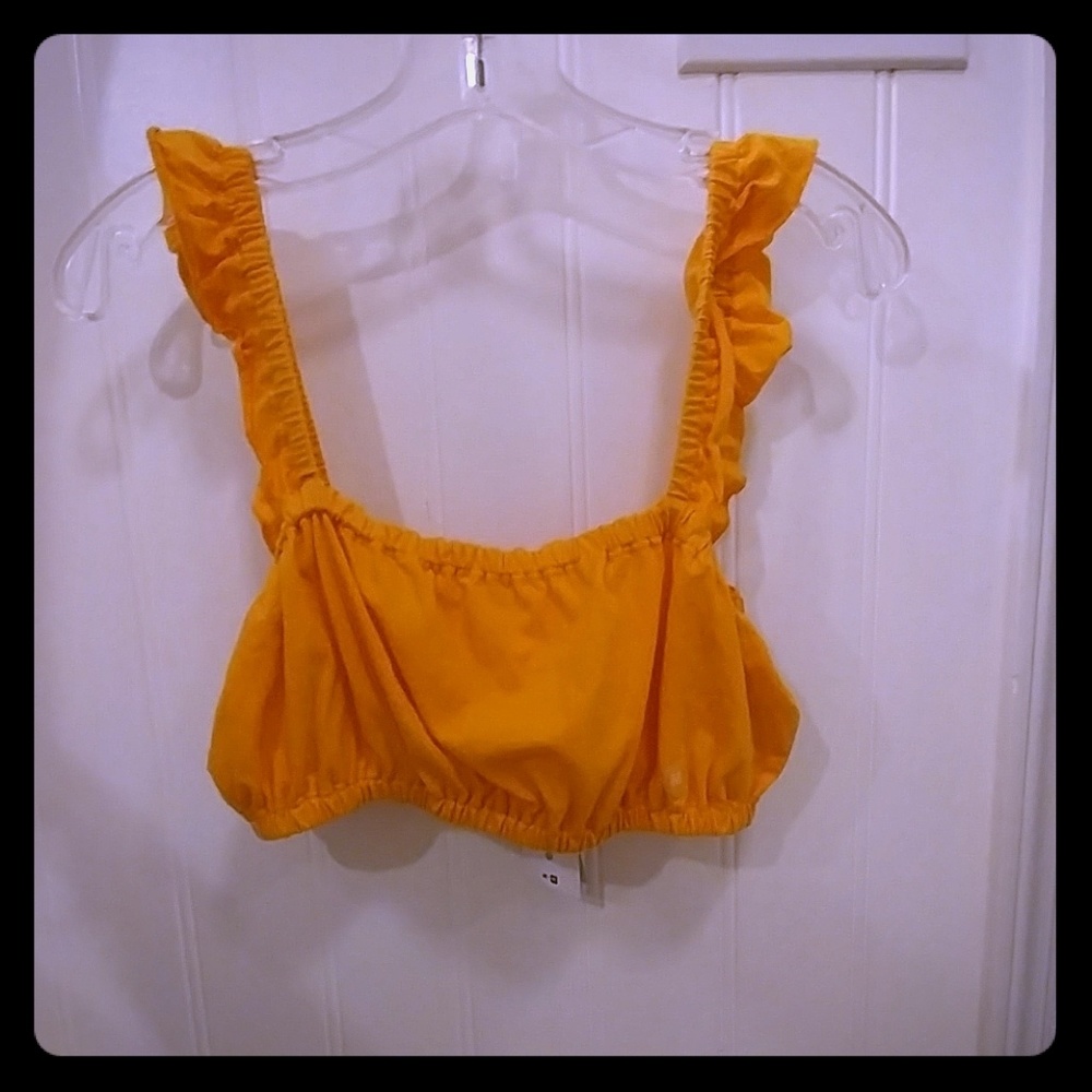 Orange frilly crop top